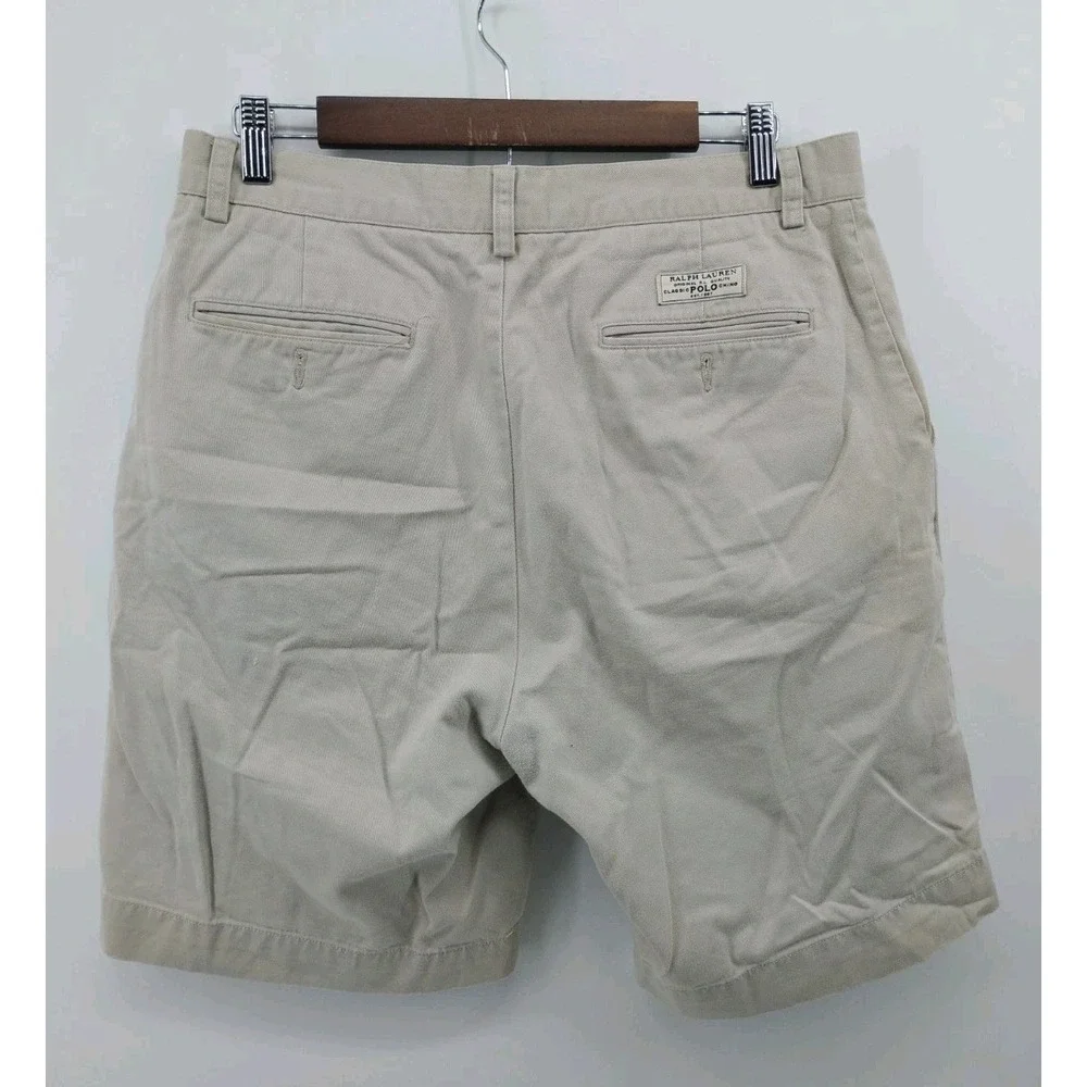 Polo by Ralph Lauren Prospect Short Mens 32 Khaki Tan Flat Front 9in Inseam